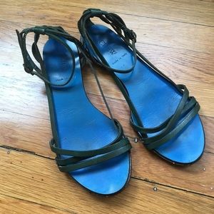 J Crew Strappy Teal Blue Ankle-Strap Sandals GUC